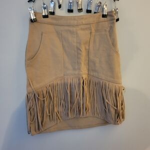 Peach Love California Beige Fringe Pencil Skirt